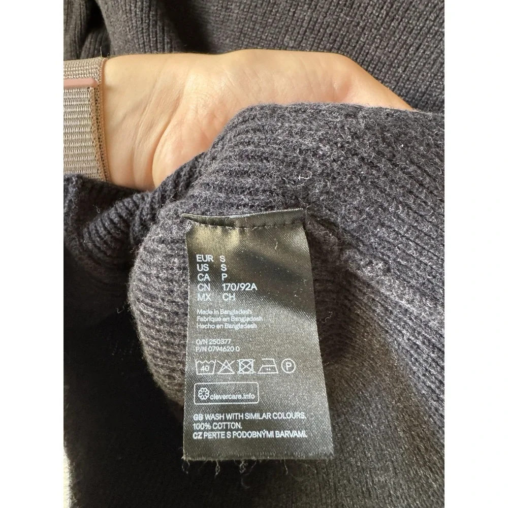 H&M LOGG Ribbed Turtleneck Sweater Black 100% Cotton Minimalist Men's Small